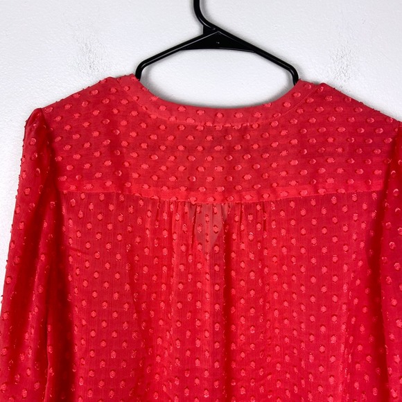 Banana Republic Drapey Classic Textured Blouse in Bright Coral Size Medium - Picture 7 of 10